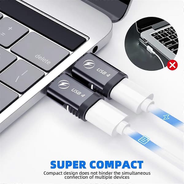 140W USB4.0 Magnetisk Adapter USB C til Type C 40Gbps Hurtigopladningskonverter Kabelstik 8K@60Hz USB Type C Adapter, A
