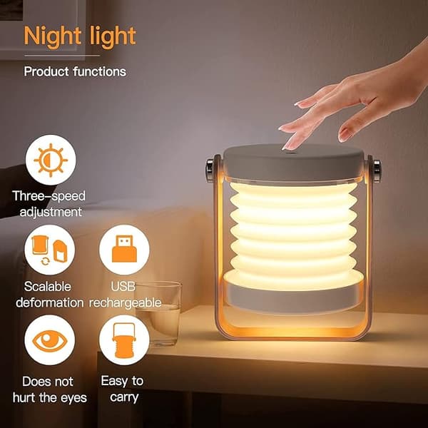 Dimmable bedside lamp with touch function, portable bedside lamp with portable night light