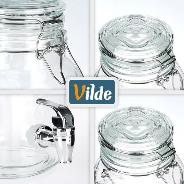 Glasdrikkedispenser med hane, 4 liters kapacitet
