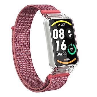 PC-deksel + Nylon Loop-rem for Xiaomi Mi Band 7 Pro (Aprikos)