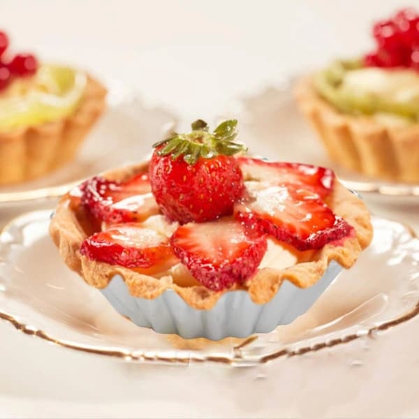 30-pak Æggetærteforme - Bageforme i stål - Muffinsforme - Cupcakeforme - Buddingforme - Desserter - Is - Non-stick & Genanvendelige - Sølv