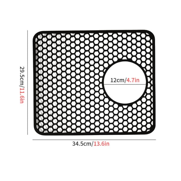 Sink Mat with Honeycomb Pattern and Side Drainage - Black 227