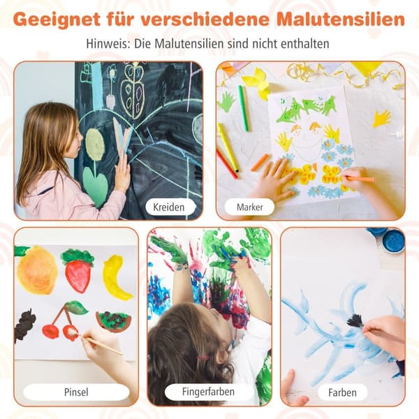 3-in-1 lasten piirustusteline liitutaululla, valkotaululla ja paperirullalla