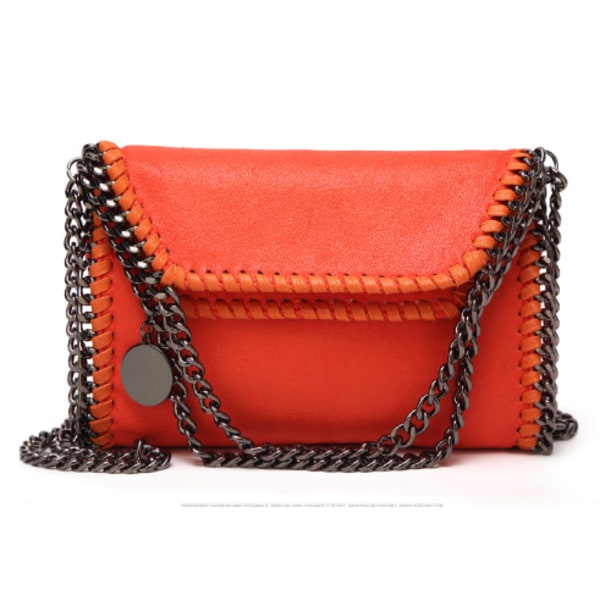 Ketjulaukku, keskikokoinen olkalaukku, naisten cross-body-laukku, oranssi orange