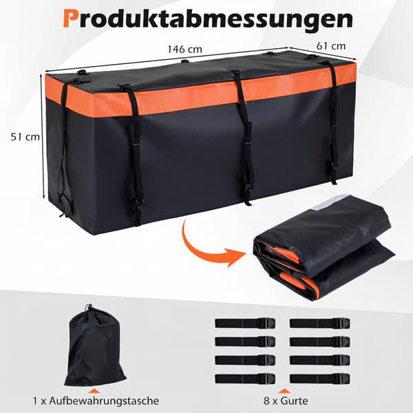 Dragkrokslastväska, 453L vattentät PVC, vikbar