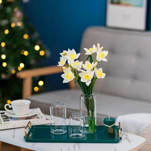 Glasvaser til blomster - Små moderne mundblæste glasvaser til midtpunkter, sæt med 3, mini klare blomstervaser i bulk (blomst medfølger ikke)