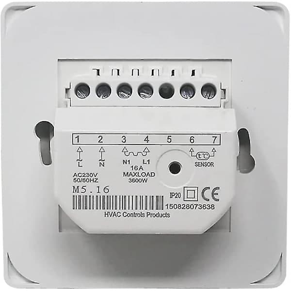 Manuell golvvärmetermostat 220v 16a, elektrisk golvvärmeregulator mekanisk rumstermostat med golvsensorprob 1st