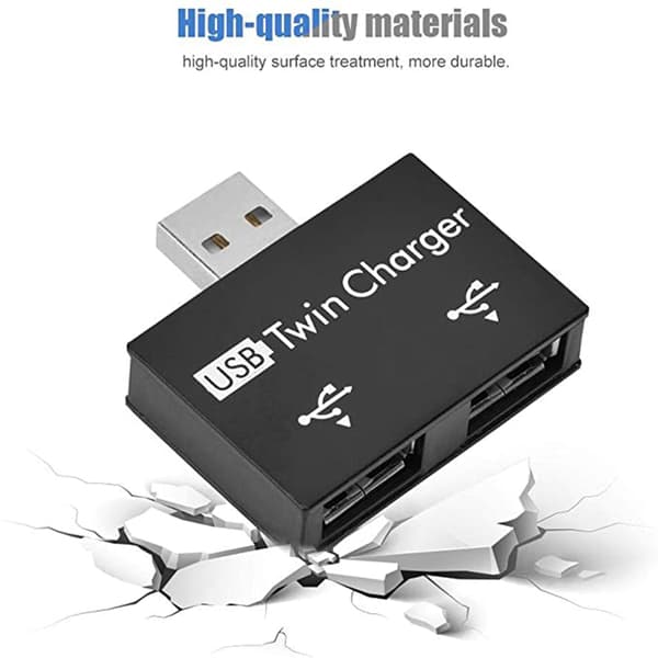 Mini USB Hub 2 Ports USB Twin Charger Splitter Adapter Konverter til PC USB-stik