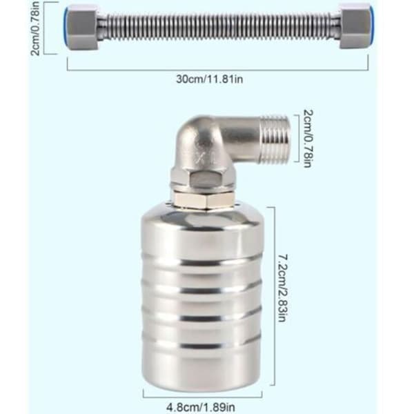 Rustfritt Stål Flyteventil Automatisk Vannivåregulator for Tank 304 SS Mini Kuleventil Lokk