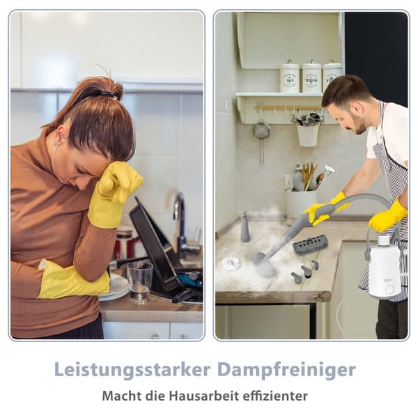 Multifunksjonell dampvasker bærbar håndholdt damprenser 1000 W grå