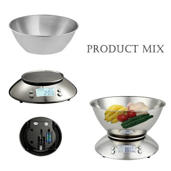 Digital Stainless Steel Kitchen Scale with Bowl - 5000g Capacity for Accurate Cooking 720