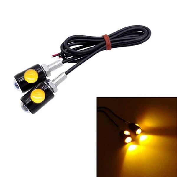 2 pcs LED Mini Miniature Small Indicator Lights Turn Signals Motorcycle Amber