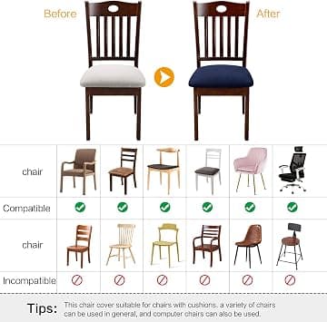 (Dark Blue, 1) Waffle Pattern Chair Cover Stretch Seat Cover Protector for Dining Room Office Hotel Wedding