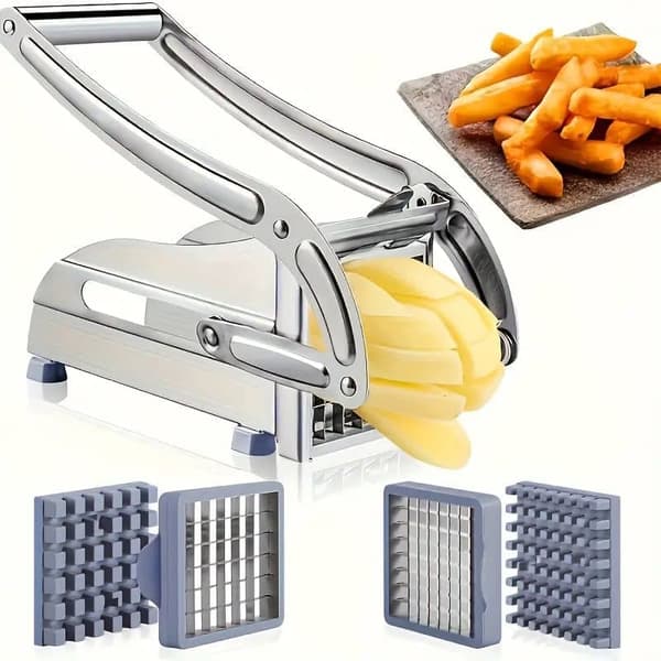 Pommes frites-kutter i rustfritt stål - Grønnsakskutter og potetkutter med 2 ekstra blader-FX-