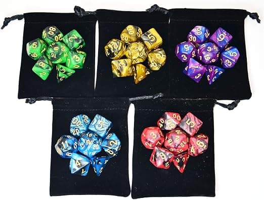 SmartDealsPro Dubbelfärgade Polyedriska Tärningsset 7 St med Påsar för D&D DND RPG MTG Bords- och Rollspel