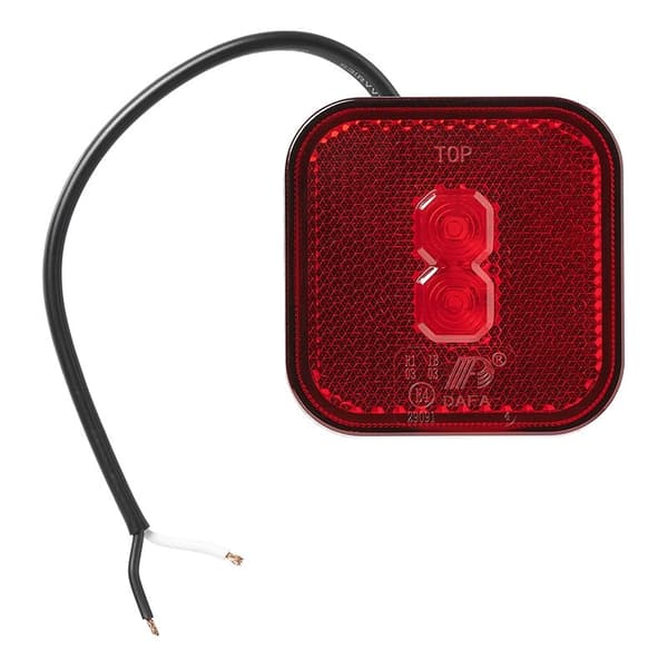 Bageste positionslygte 12/24V rød 65 x 65 mm LED