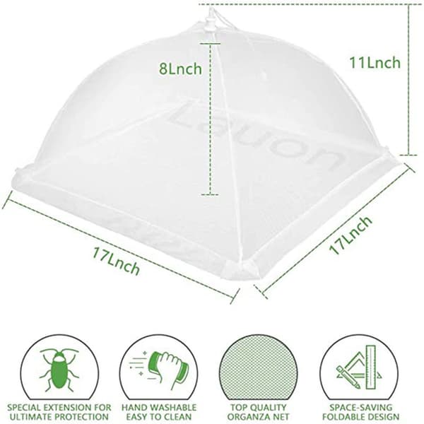 6-pack Hopfällbart Grönsaksöverdrag i Mesh, Transparent, 43x43 cm, Insektskydd för Kök och Utomhus