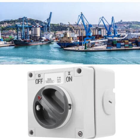 IP66 Waterproof 2P 32A Main Switch – Rotary On/Off Switch with Indicator Light 250V – For Industrial and Outdoor Installations