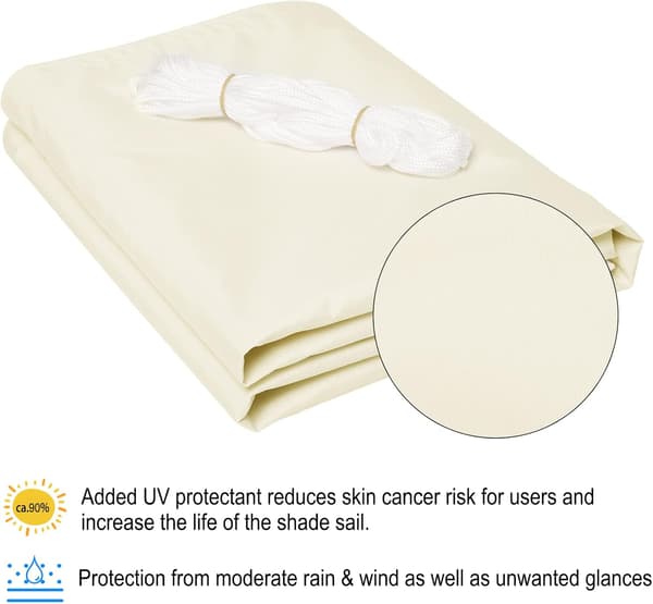 Triangular Sun Sail - 3x4x5m - Off-white - Waterproof - Windproof - UV Resistant - for Gardens