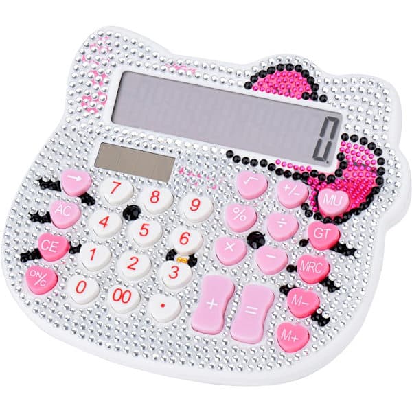 Women's Calculator, 12-Digit Desktop Calculator with Large LCD Display and Sensitive Buttons, Solar and Battery Powered White White White