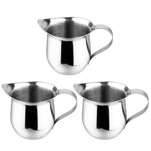 3 Pcs 90ml Stainless Steel Creamer Pitchers, Durable Bell-Shaped for Bar and Kitchen