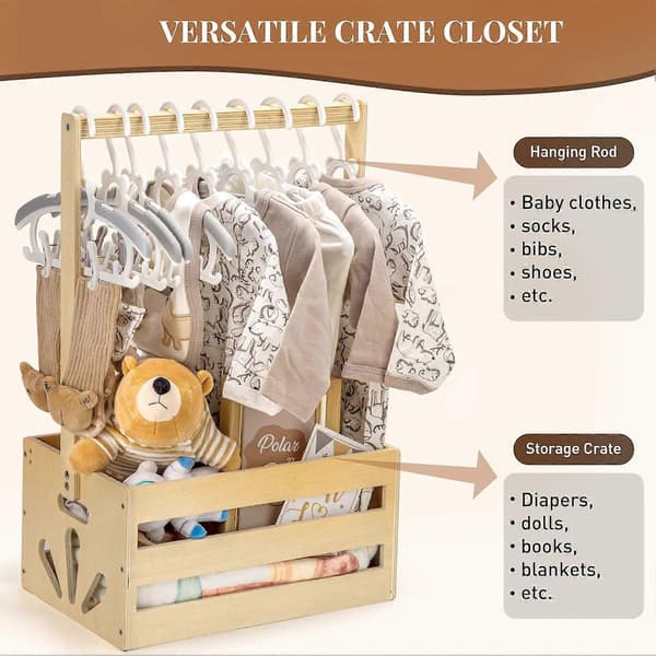 Trækasse til Babyshower Garderobe Babyshowerkurv Glat Kant Gratefri Stor Kapacitet Nem Montering Opbevaringskurv