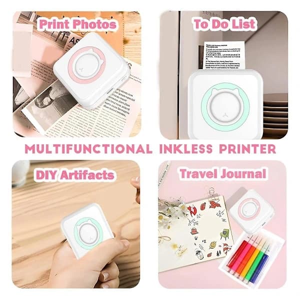Portable Sticker Printer, Mini C15 Thermal Pocket Printer, Bluetooth Photo Printer, Portable Label Printer