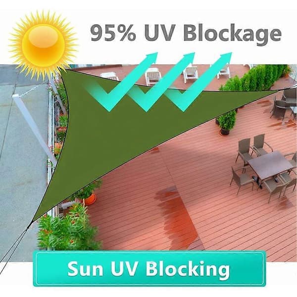 Triangulär Vattentät Markis 3x3x3m Solskydd UV-skydd för Trädgård Balkong Utomhus Grön