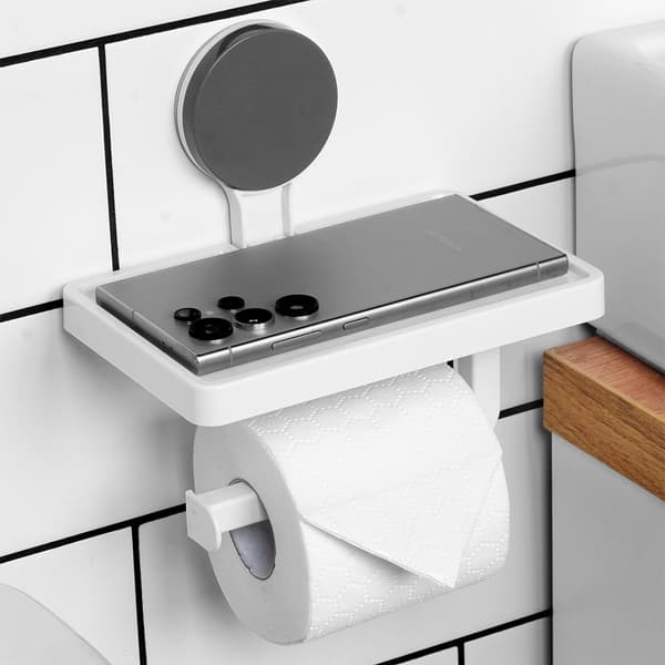 Toiletpapirholder med sugekopshylde