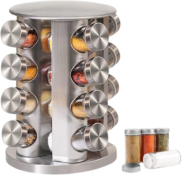 Rotating Spice Rack with 16 Glass Jars 2550