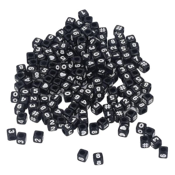 300 pcs Number Beads Cube Acrylic Beads for DIY Jewelry Making