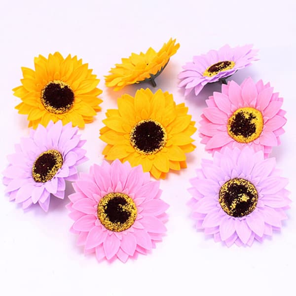 25 stk solsikkeserie eske bukett hode dekorasjon koordinering blomsterhandler tilbehør lilla