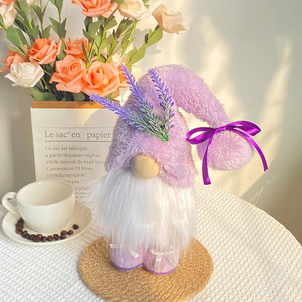 Lavendel ansiktslös docka stående docka lila tyg tomte docka skrivbordsdekoration prydnader