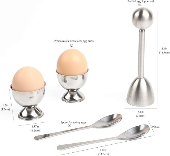Myk hardkokt eggdeler Topper Sett Eggknekker med 2 kopper