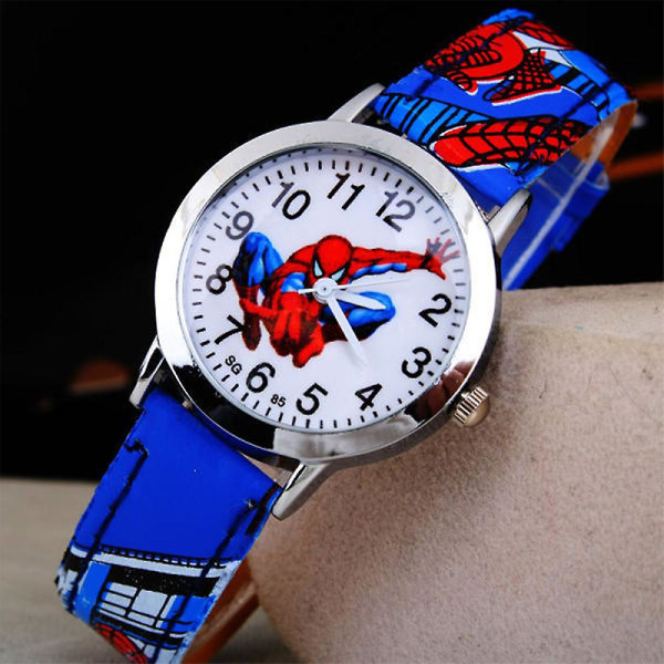 Barn Spiderman Quartz Watch Barn Pojkar Tecknad Spider-man armbandsur i konstläder Present Blue