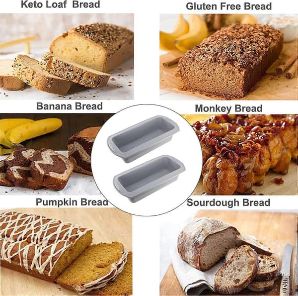 2 stk. Silikone Brødforme, Non-Stick Forme til Brød, Silikoneforme til Kager og Brød, Silikone Kageforme til Bagning
