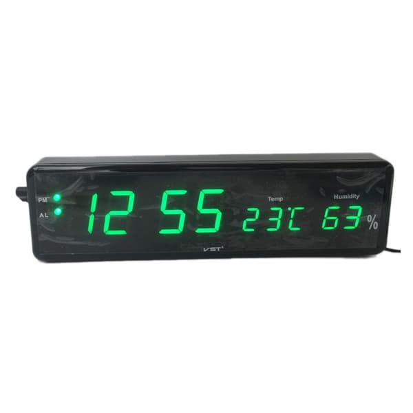 LED Digital Wall Clock Large Screen Electronic Bedroom with Thermometer Hygrometer Desk Clock Table Clock Green