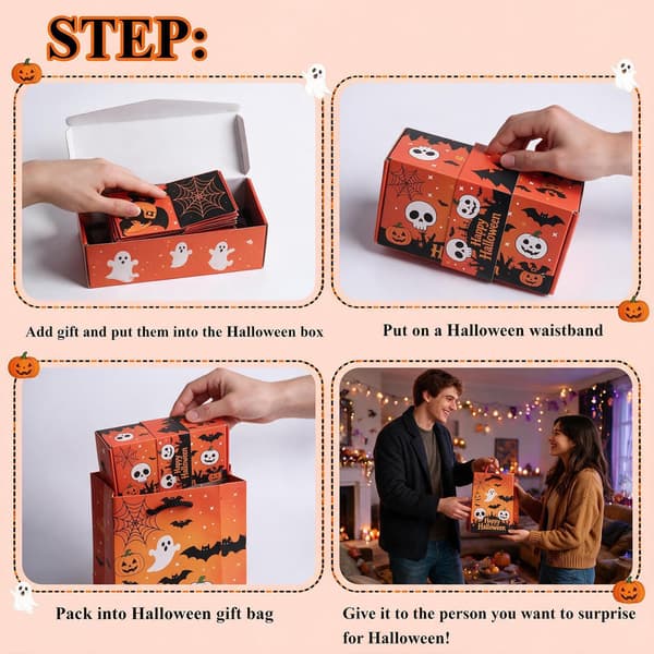 10-delat Halloween överrasknings-explosionspresentkit: Pop-up-låda 10 st 10PCS