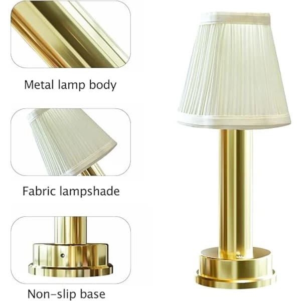 Cordless LED Table Lamp with Battery, Rechargeable Outdoor Desk Lamp Battery Powered
