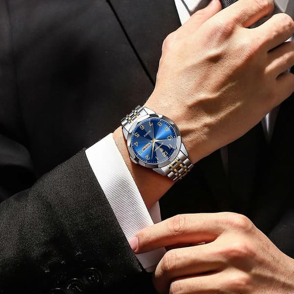 Herrklocka Quartz Sport Vattentät Datum Vecka Rostfritt Stål 41mm