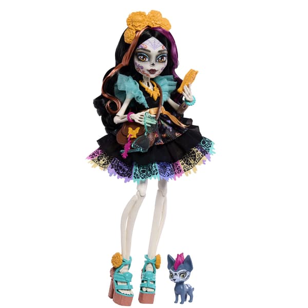 Monster High Skelita-nukke Xolo-koiran ja tarvikkeiden kera Multifärg