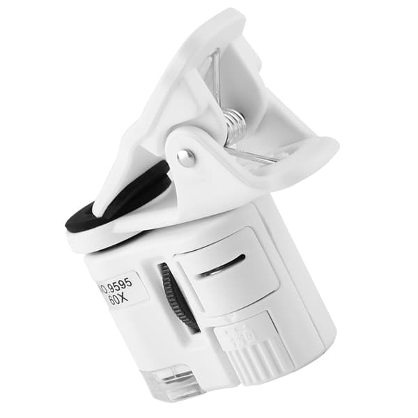 9595W 60X Förstoringsglas LED UV-ljus Mini Mikroskop