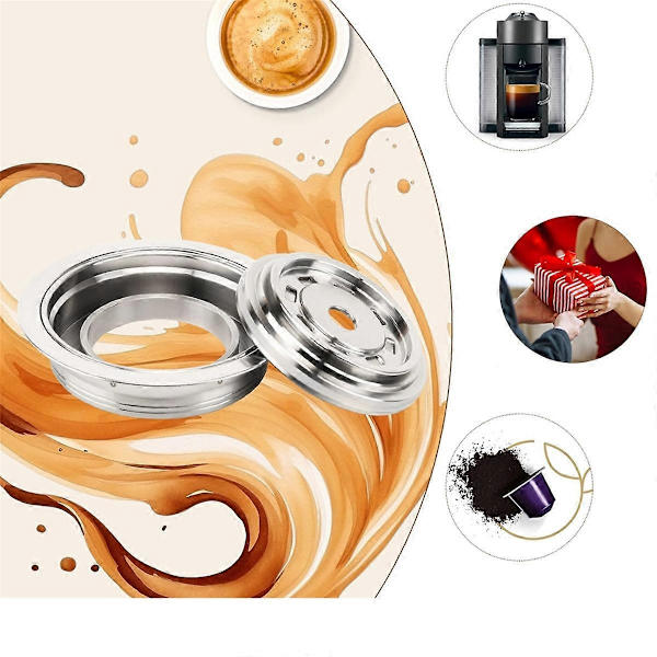Kaffekapseladapter för Vertuo-maskiner, Kaffepoddadapter i rostfritt stål för Vertuo /Vertuo Ne (FMY) Silver