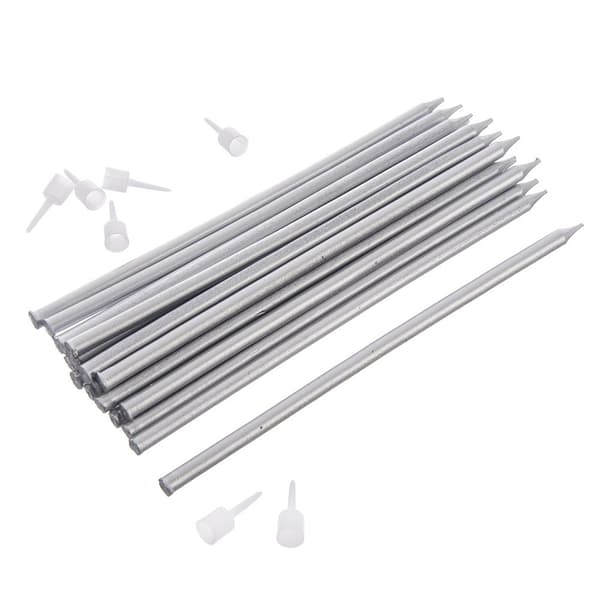 Elegante sølvfarvede kagelys 14,5 cm med holdere, 12-pak