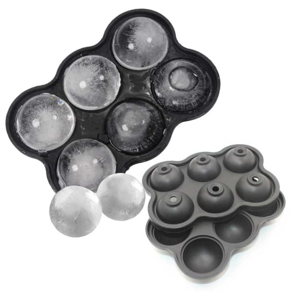 2-pak 6 runde isterninger silikone isform isterningkugler sort black