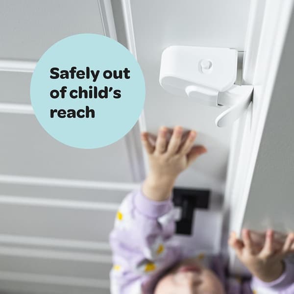 Child Safety Door Lock Snap-On, No Tools or Adhesive Required for Interior Doors, Door Knobs, and Handles, White