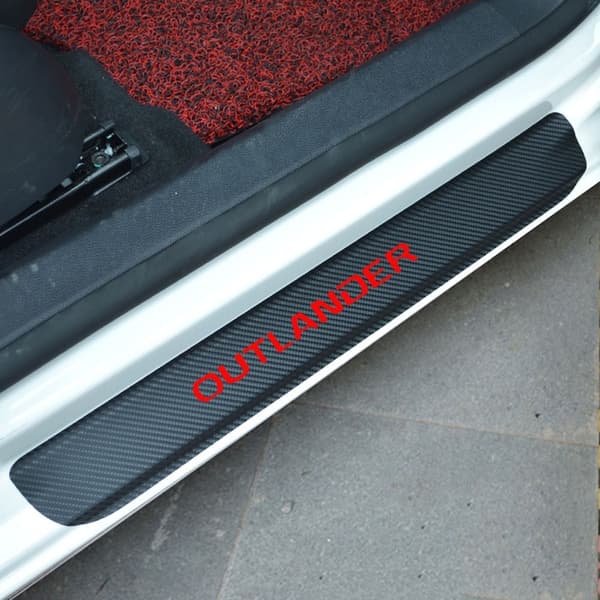 Kolfiber Vinyl Dörrtröskelskydd för Mitsubishi Outlander Silver Silver