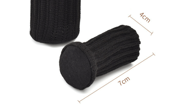 24 par Svart Halkfria Stickade Möbelstrumpor för Stolsben