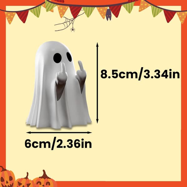 Halloween håndlaget spøkelsesstatue med langfinger, 11,5 x 9,5 cm, utendørsdekorasjon