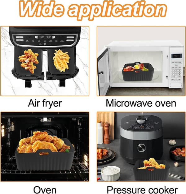 2 stk. silikoneforme til airfryer, genanvendeligt tilbehør til frituregryde, rektangulær silikoneform til frituregryde